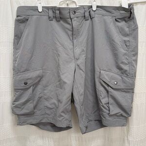 Duluth Trading Co Performance Cargo Shorts Gray Mens 44 Hiking Outdoor Relaxed